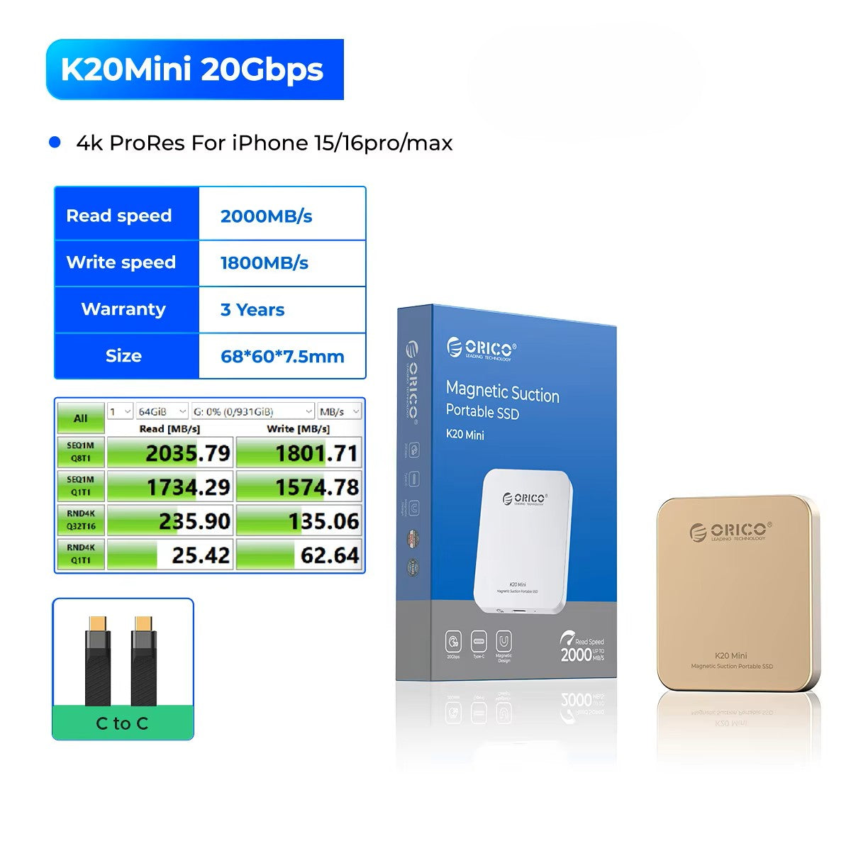 Mini Magnetic External SSD for iPhone