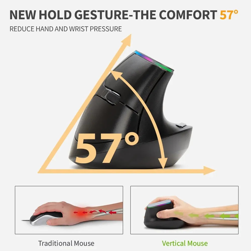 Delux Wireless Silent Vertical Gaming Mouse