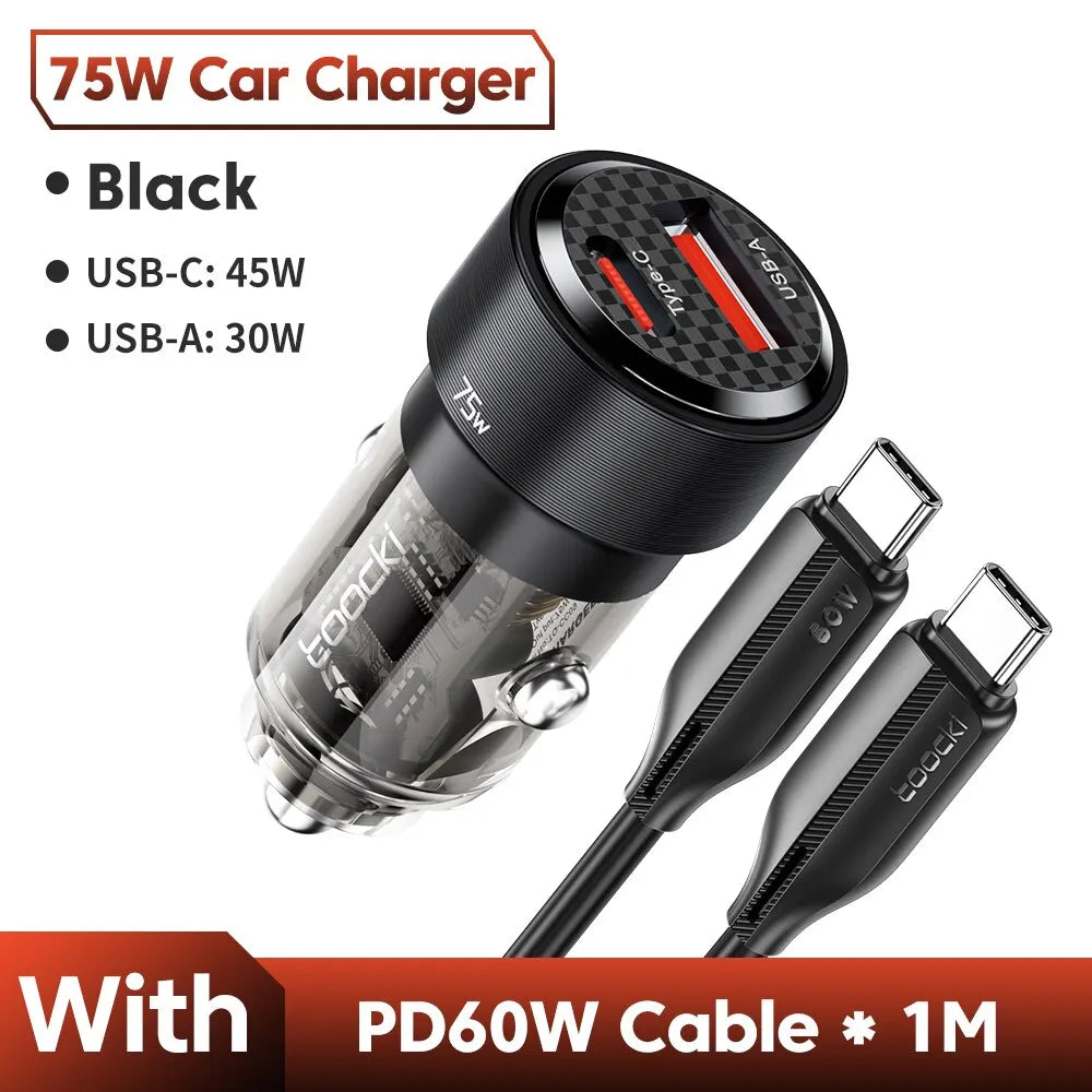Toocki USB C 75W Car Charger