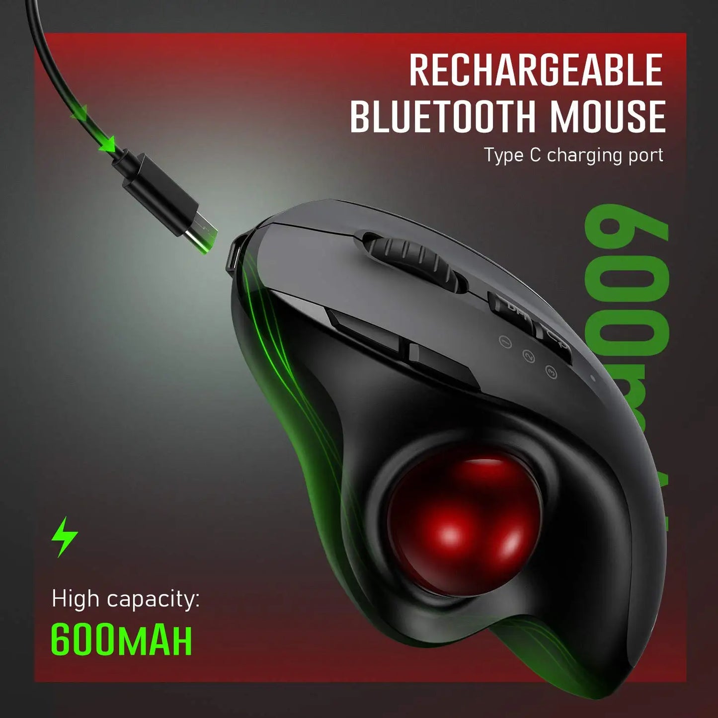 Trackball Wireless Mouse Adjustable DPI