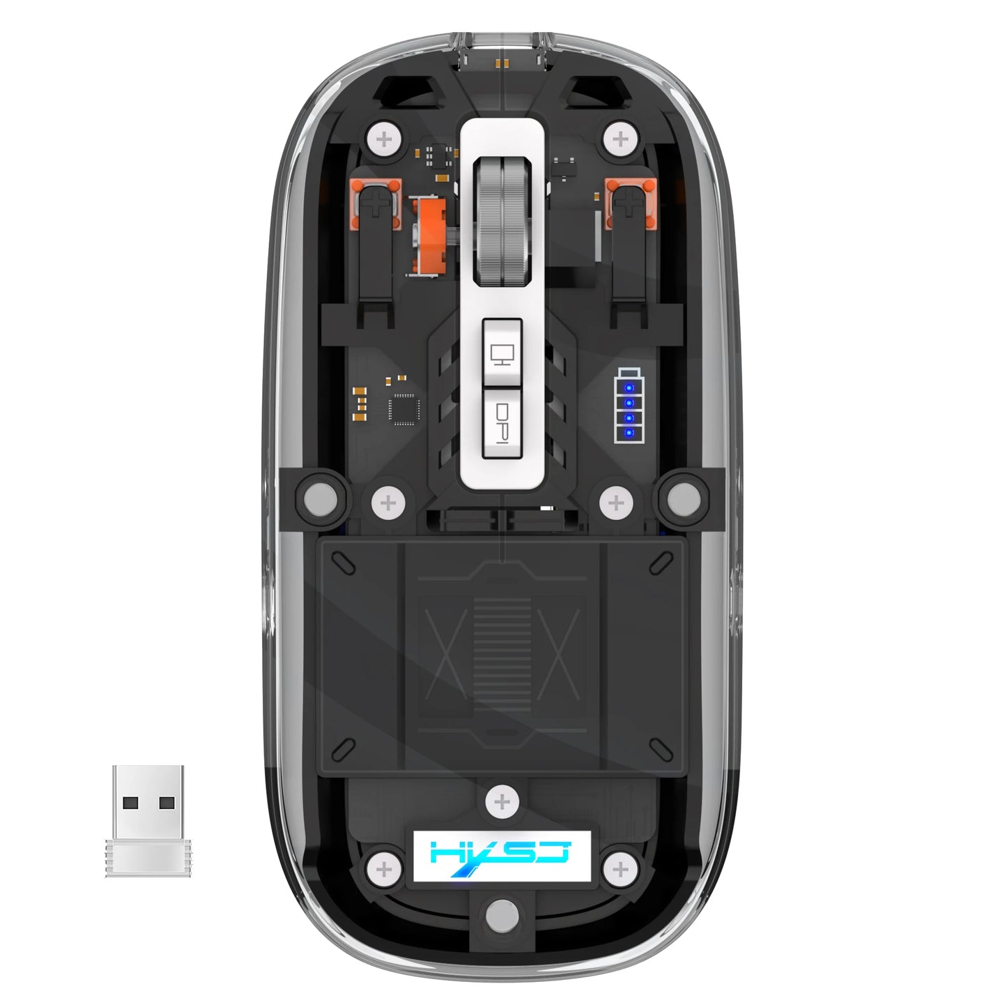 3 Modes Wireless Transparent Mouse Rechargeable