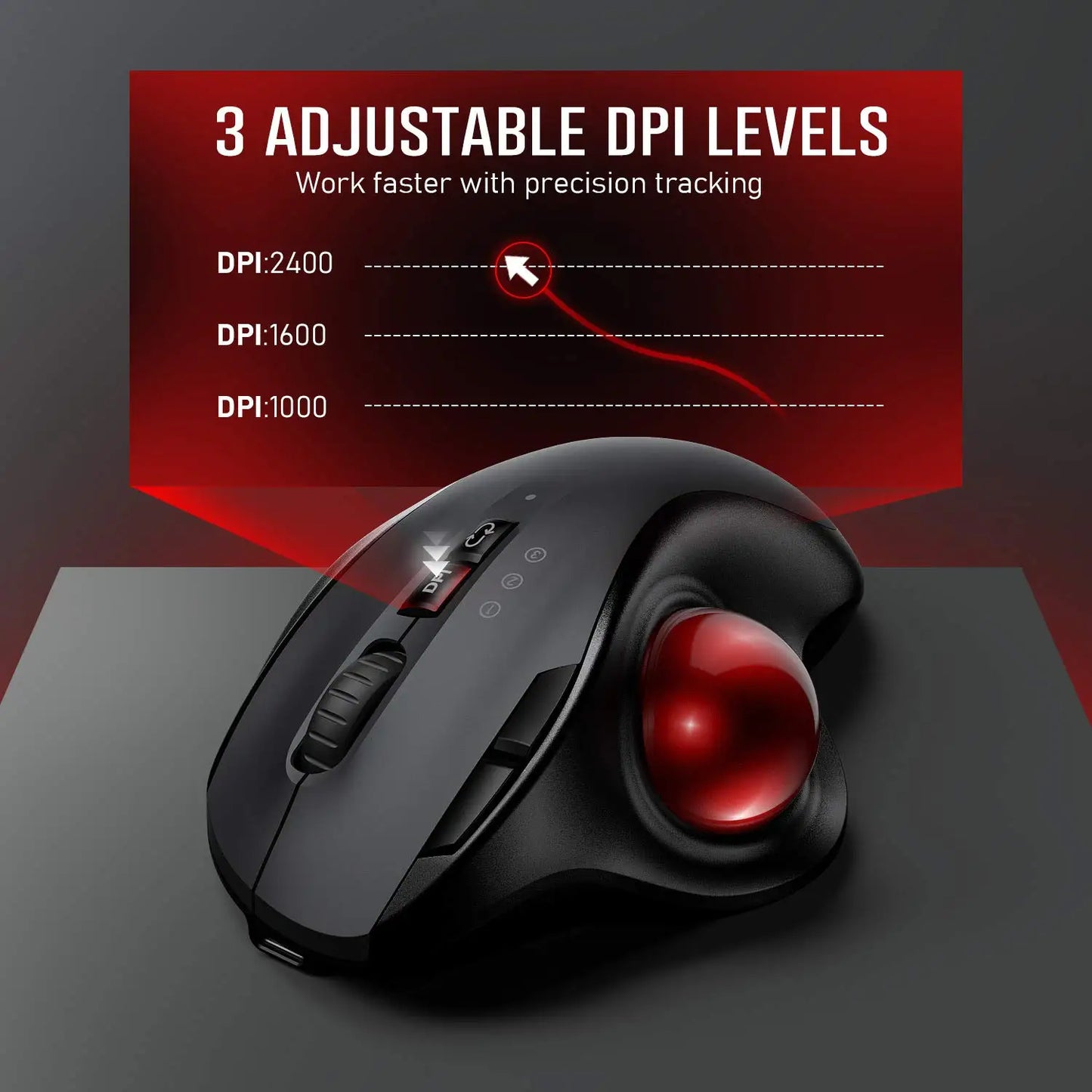 Trackball Wireless Mouse Adjustable DPI