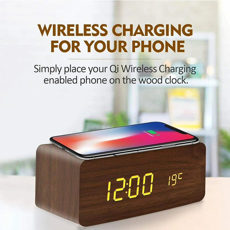 Wireless Charging Digital Clock with Temperature