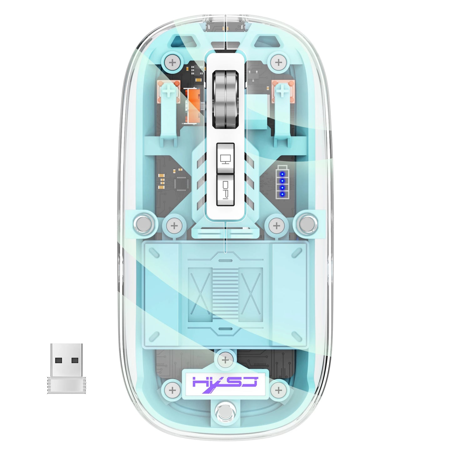 3 Modes Wireless Transparent Mouse Rechargeable
