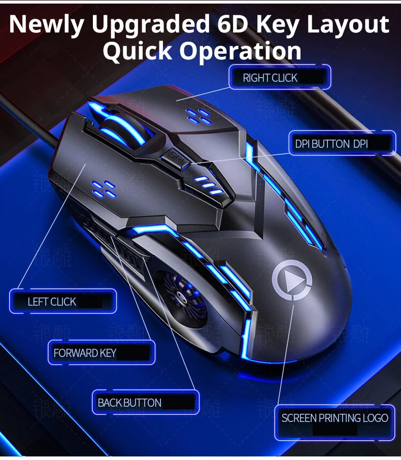 Eagle Mute Wired Mouse Luminous