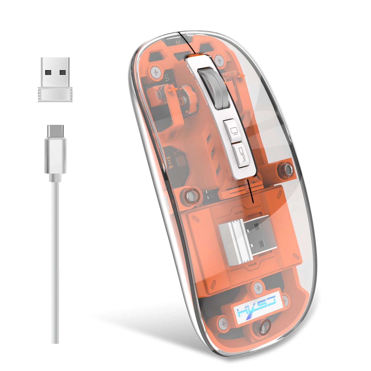 3 Modes Wireless Transparent Mouse Rechargeable