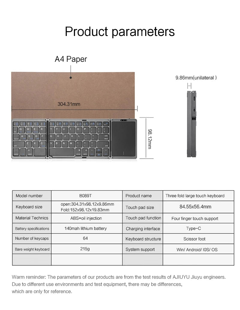 Mini Folding Wireless Keyboard