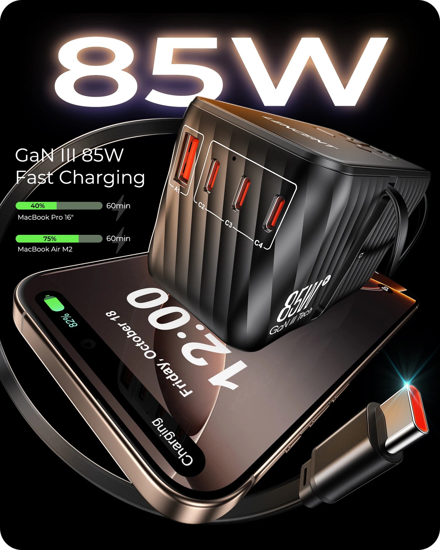 85W GaN Universal Travel Adapter