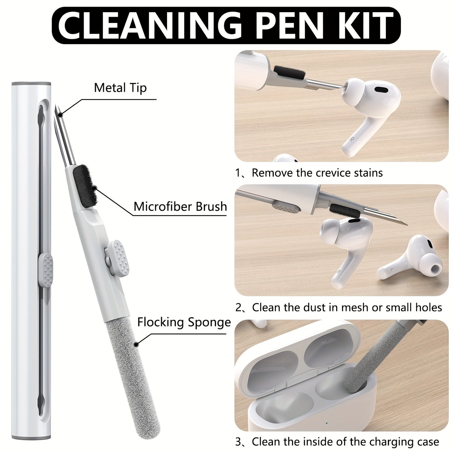 Silicone Case for AirPods Cleaning Brush Pen