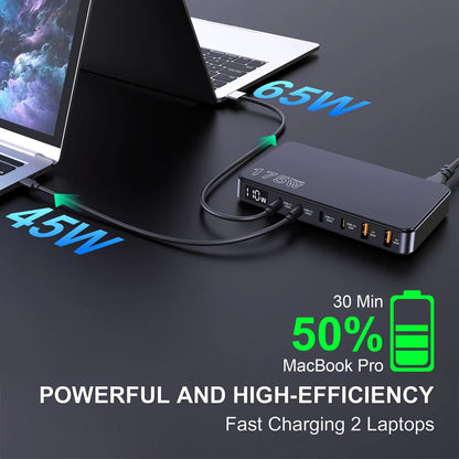 175W GaN LED Display 6-Port Desktop Charger