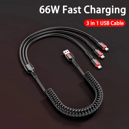 3 in 1 Fast Charging Cable 66W 6A