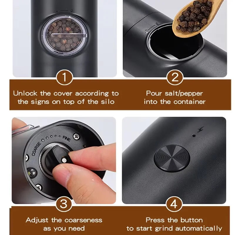 Electric Salt and Pepper Grinder Set