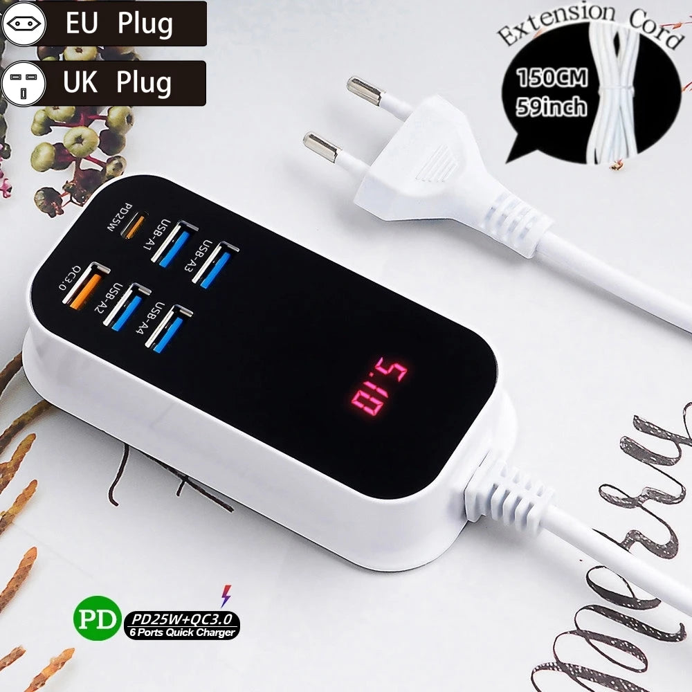 Real 50W 6-Ports USB Quick Charger Adapter