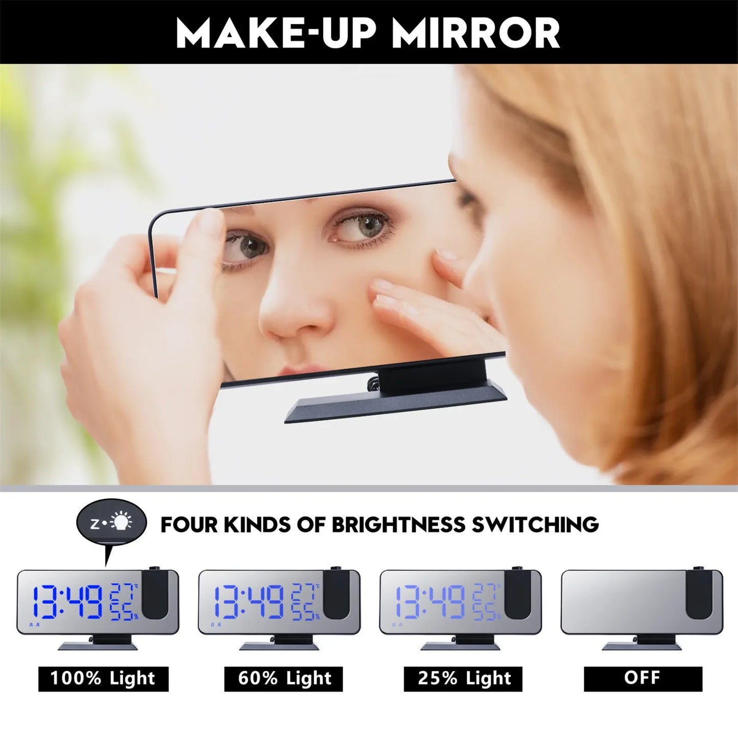 LED Digital Projection Clock Radio