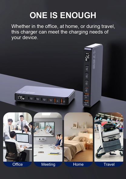 175W GaN LED Display 6-Port Desktop Charger