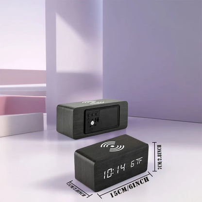 Wireless Charging Digital Clock with Temperature