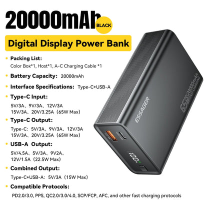 Essager Power Bank 20000mAh 65W