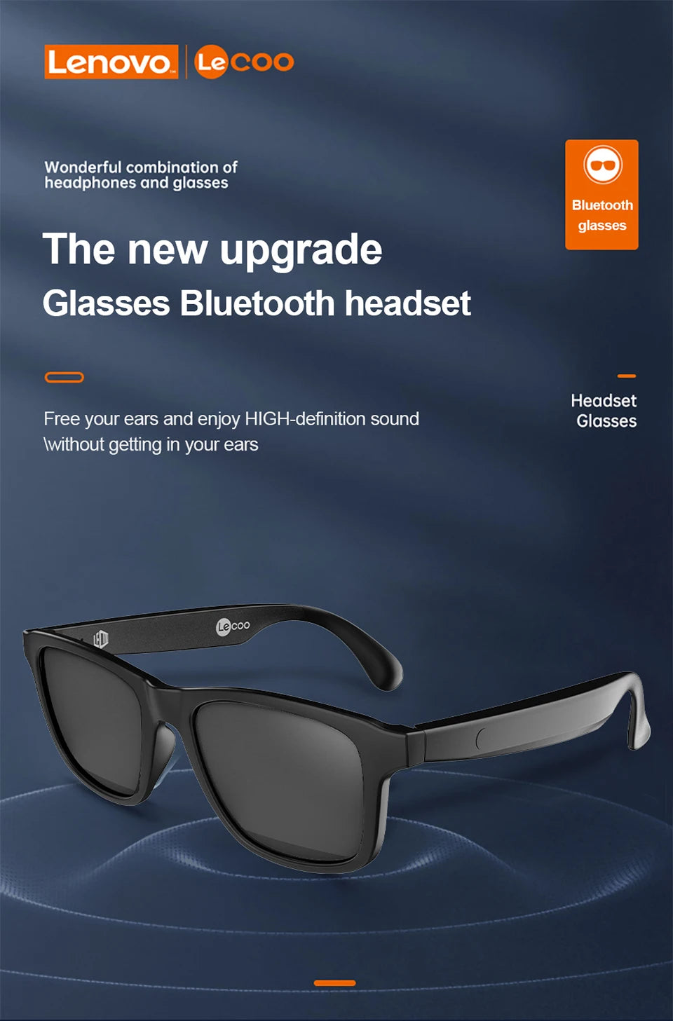Lenovo C8 HiFi HD Call Sunglasses Earphone